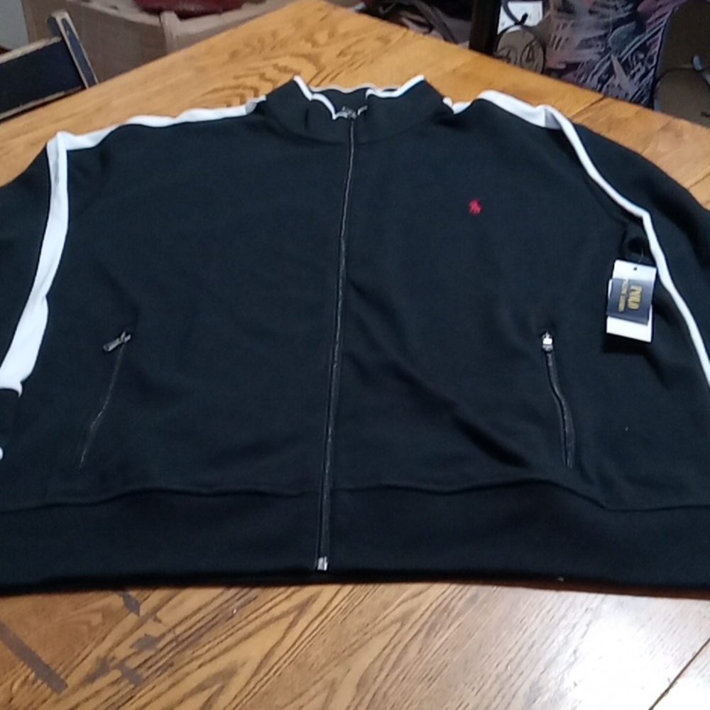 RALPH LAUREN MEN'S Top Full Zip BLACK Long Sleeves 2XB Sweater NEW